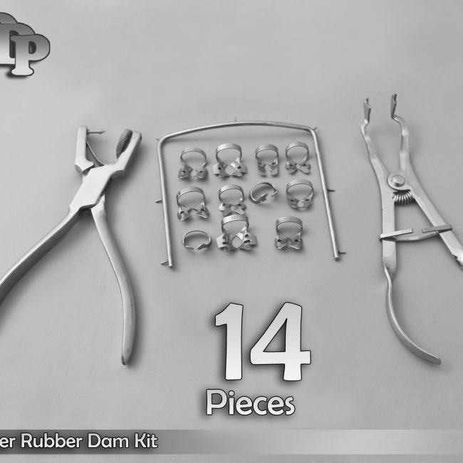 Starter Rubber Dam Kit of 14 Dental Surgical Instruments