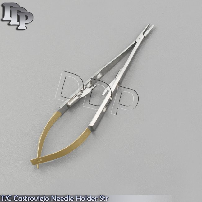 T/C CASTROVIEJO MICRO NEEDLE HOLDER 5.5" STRAIGHT W/ TUNGSTEN CARBIDE INSERTS