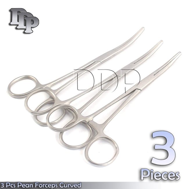X3 Haemostatic Locking Pean Artery Forceps Curved Surgical Hemostat Clamp Pliers