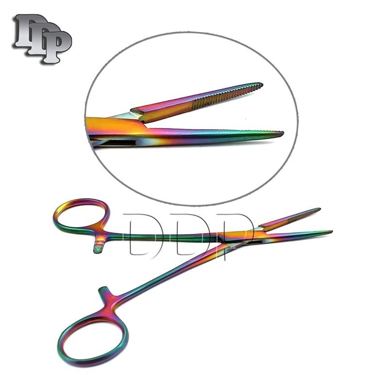 1 EACH 5.5" STRAIGHT Hemostat Forceps Locking Clamps Stainless Steel Set-RAINBOW
