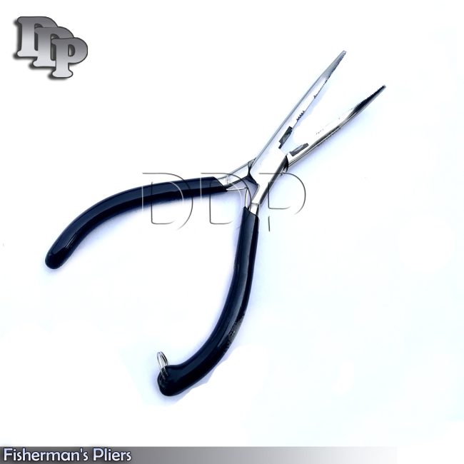 1 Piece Of 7" Fisherman's Pliers Curved With Black Dip Handle JW-4001