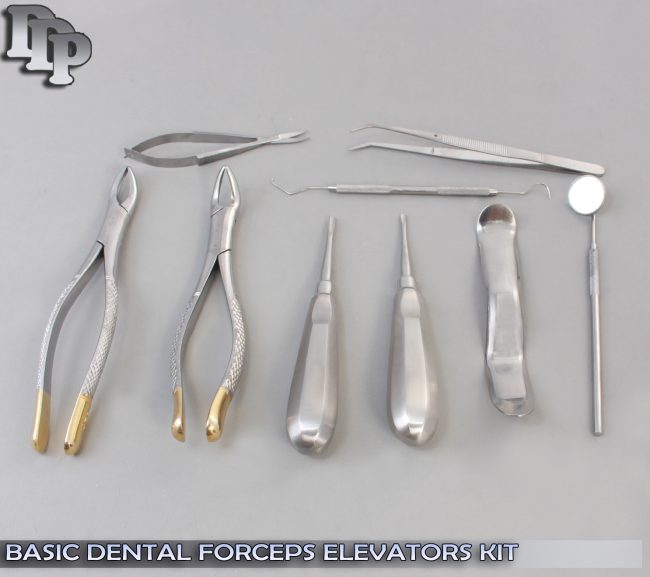 10 PCS BASIC DENTAL ORAL EXTRACTION FORCEPS ELEVATORS KIT