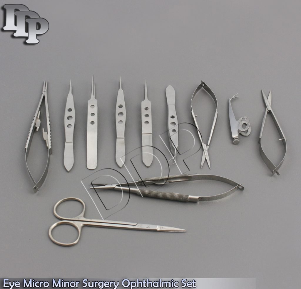 11 PC EYE MICRO MINOR SURGERY OPHTHALMIC KIT SET FORCEPS SCISSORS EY-059