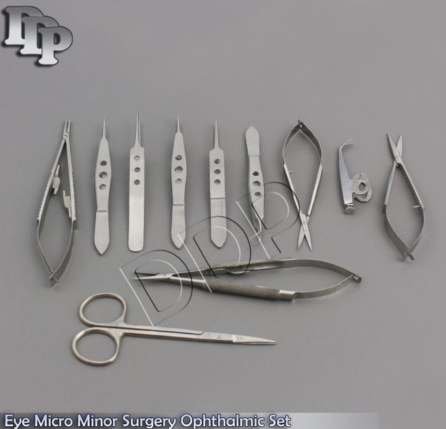 11 PC EYE MICRO MINOR SURGERY OPHTHALMIC KIT SET FORCEPS SCISSORS EY-059