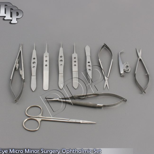 11 PC EYE MICRO MINOR SURGERY OPHTHALMIC KIT SET FORCEPS SCISSORS EY-059