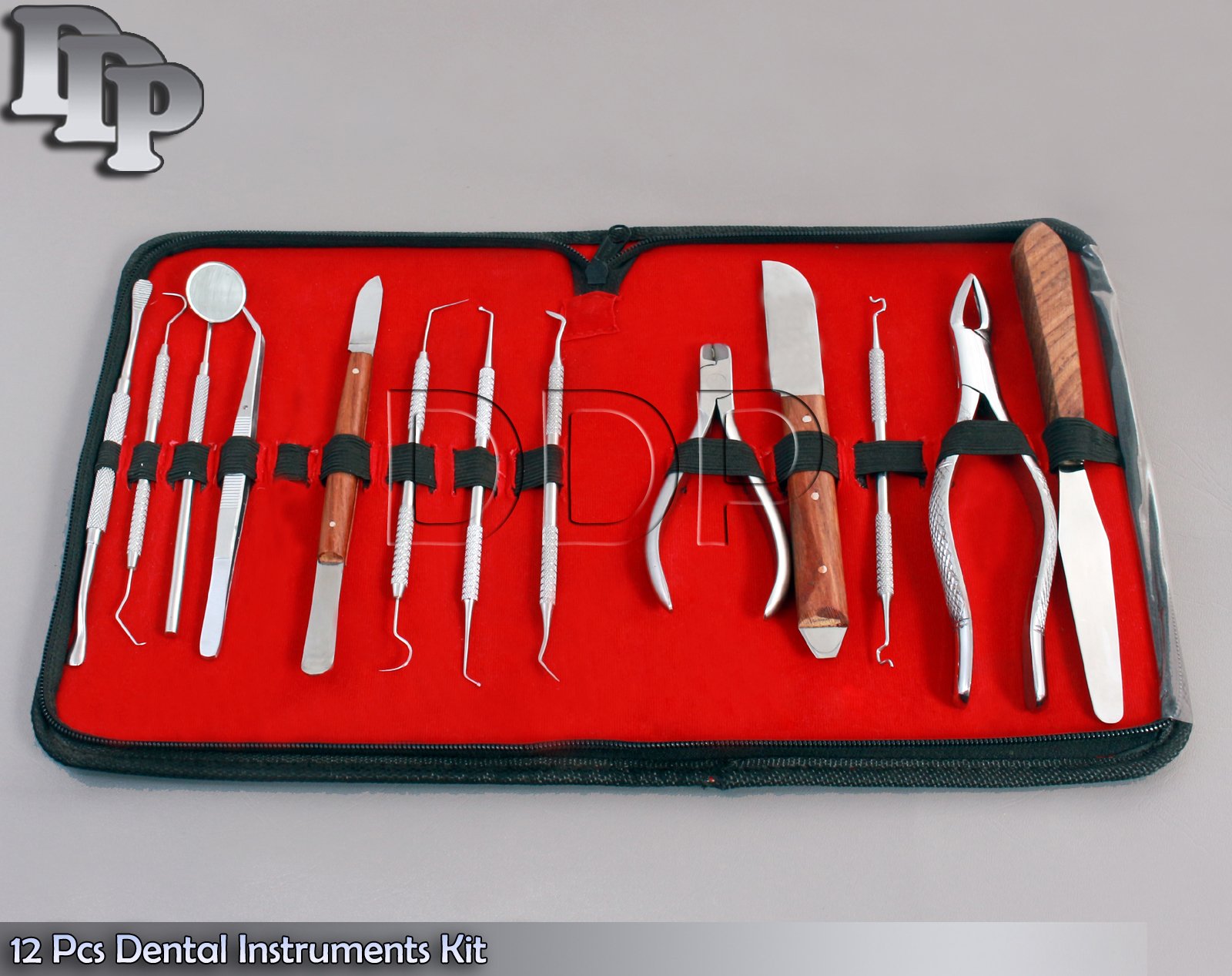 12 Pcs Dental Instruments Kit With English Pattern Forceps Tweezer Plier