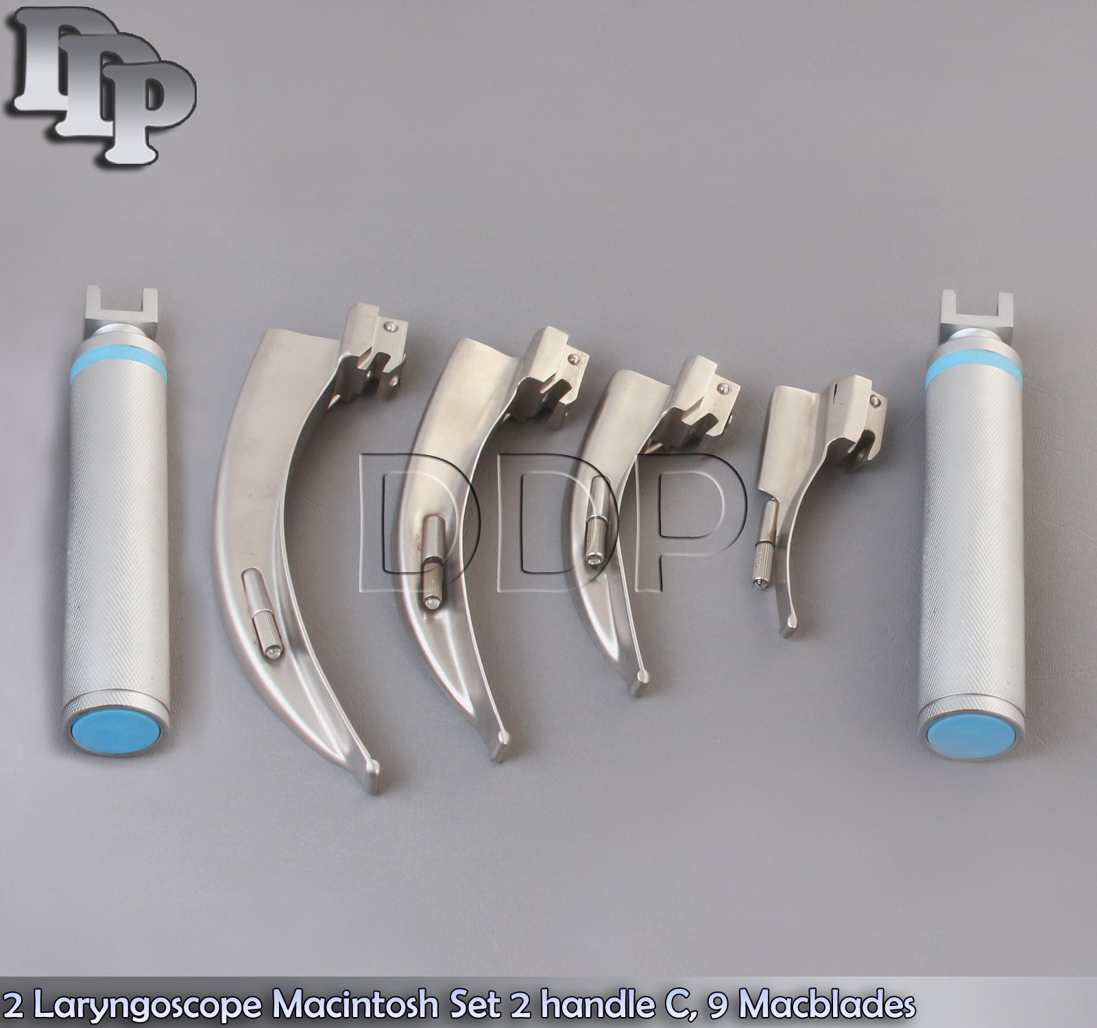 2 Laryngoscope Macintosh Set 2 handle C, 9 Macblades LS-3100