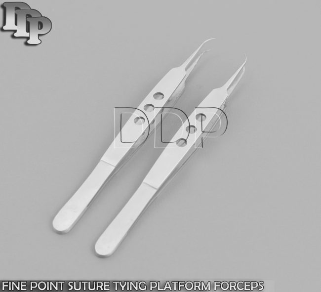 2 O.R GRADE FINE POINT SUTURE TYING PLATFORM FORCEPS 6" CURVED