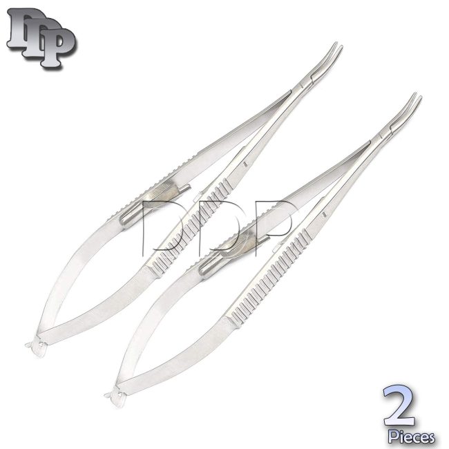 2 Pieces Of Serreted Curved 5.5" Castroviejo Needle Holder Instruments