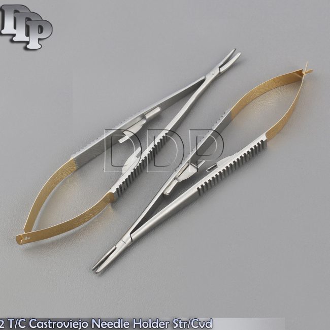2 T/C Castroviejo Needle Holder 7" (1 Curved 1 Straight ) Surgical Instruments