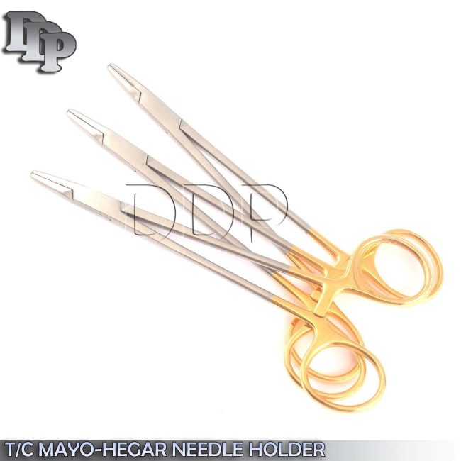 3 GERMAN T/C Mayo Hegar Needle Holder with Tungsten Carbide 5"+5.5"+6.5"