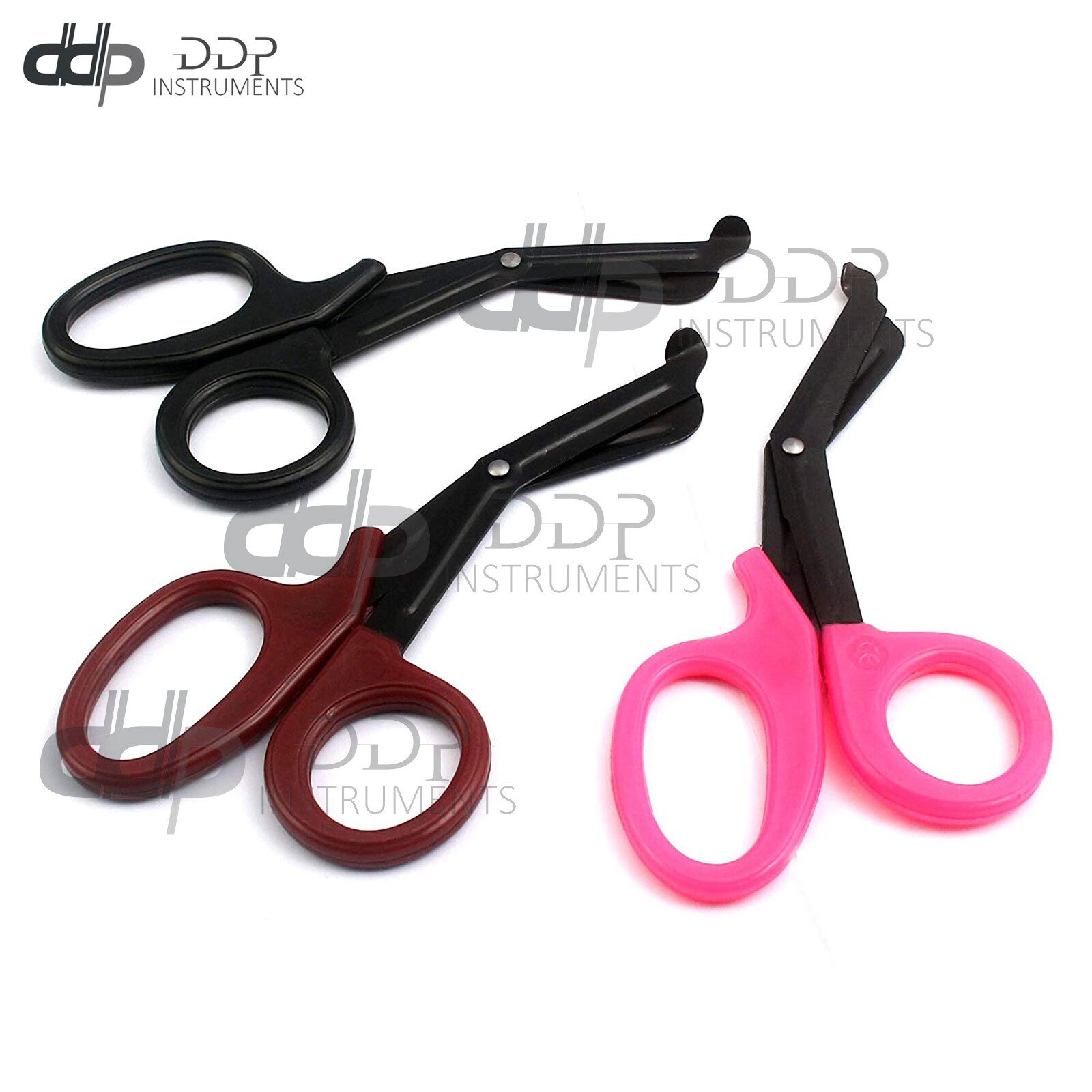 3 (Pink Maroon Black) Fluoride Coated Trauma Paramedic EMT Shears Scissors 7.5''