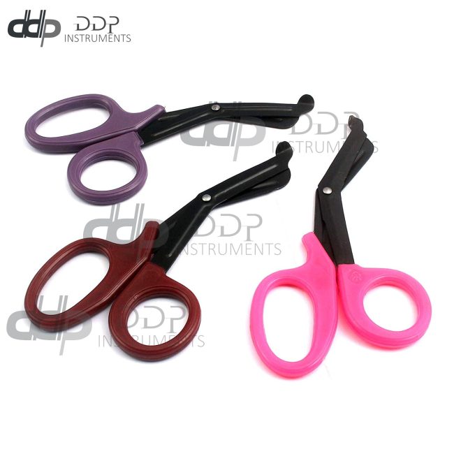 3 (Pink Maroon Purple) Fluoride Coated Trauma Paramedic EMT Shears Scissors 7.5"