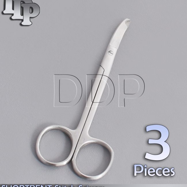 3 SHORTBENT Stitch Scissors 3.5" curved, delicate Dermal Surgical Instruments