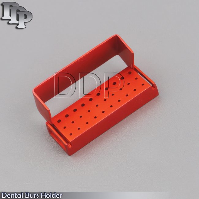 30 Holes Dental Aluminum Bur Burs Holder Box Autoclave Red Color DN-2085