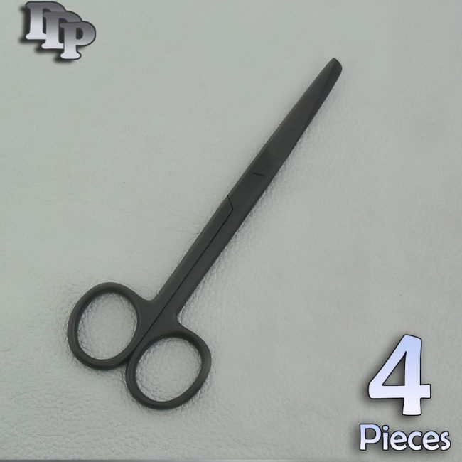 4 Pcs Operating Dissecting Scissor 5.5'' Sh/BL Black Coated Surgical Instru