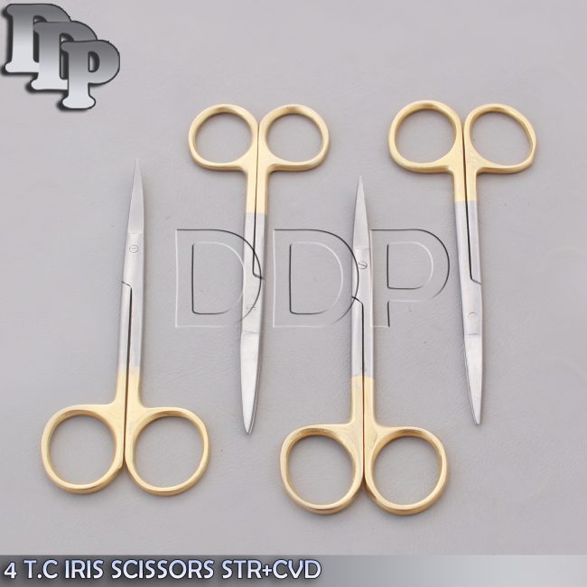 4 T.C + O.R GRADE IRIS SCISSORS 4.5" STR+CVD STAINLESS STEEL INSTRUMENTS