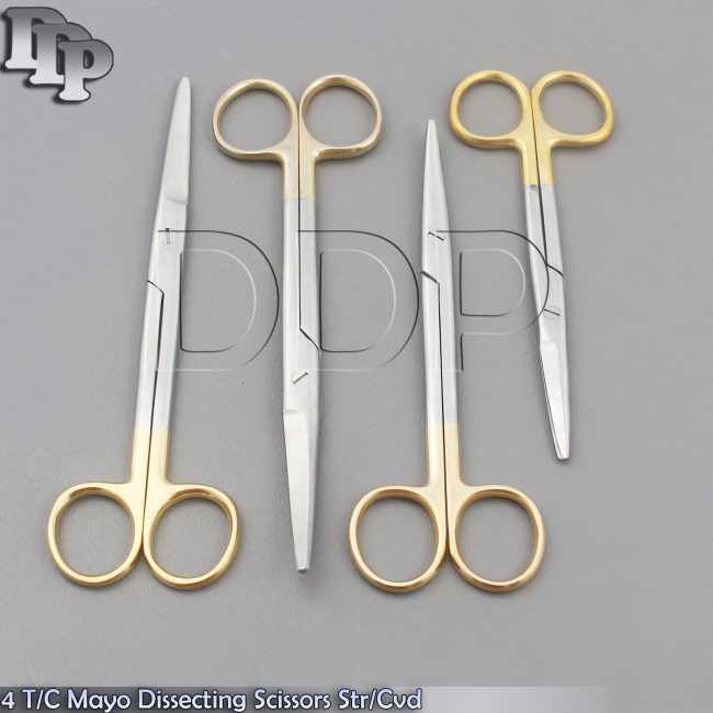 4 T/C O.R GRADE MAYO DISSECTING SURGICAL SCISSORS 5.5"+6.75" CURVED + STRAIGHT
