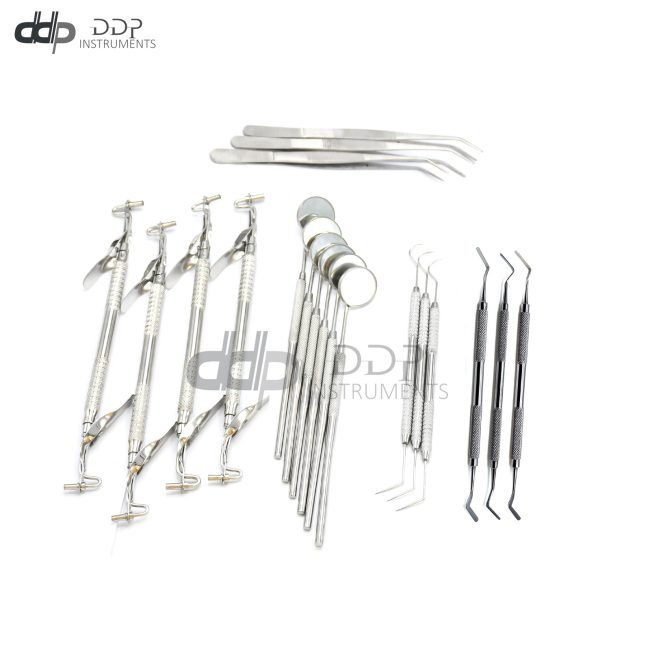 46 PCS Mirror,Probe,College Tweezers,Amalgam Carrier DE Plastic Filling Instru