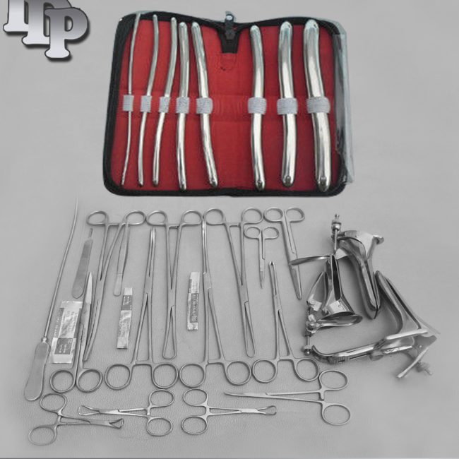56 Pcs Gynecological Exam Instruments graves speculum forceps Dilators Sound set