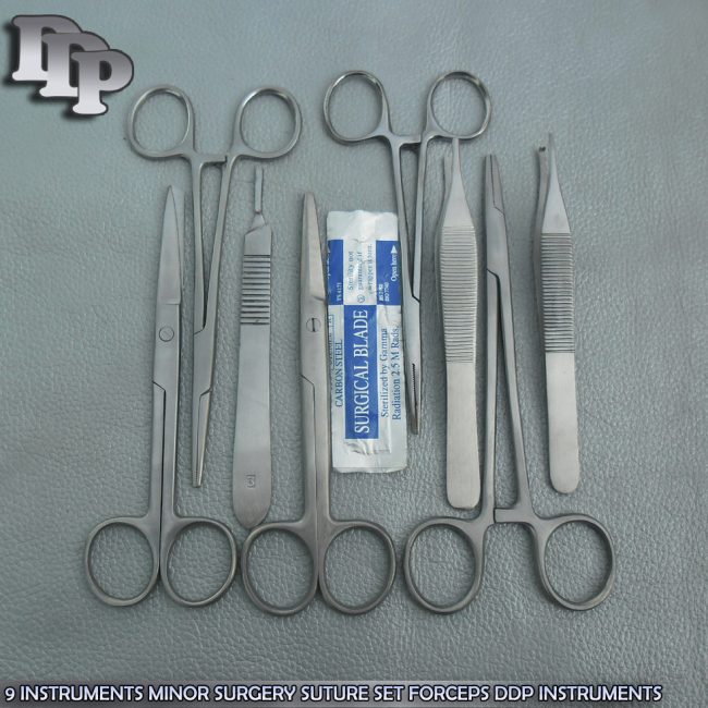9 INSTRUMENTS MINOR SURGERY SUTURE SET FORCEPS MAYO SCISSOR INSTRUMENTS