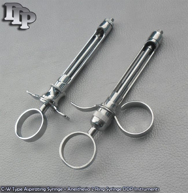C-W Type Aspirating Syringe + Anesthesia 2 Ring Syringe Instruments