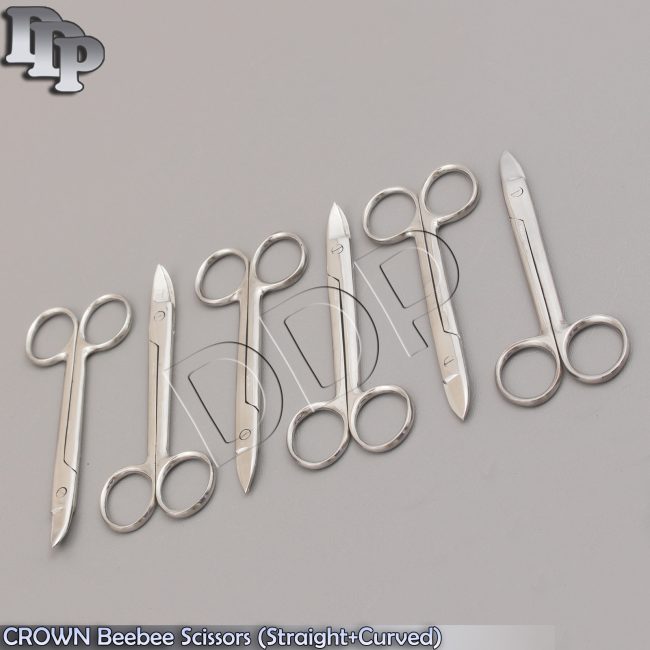 CROWN Beebee Scissors size 4.5"(Straight+Curved)Dental Surgical Instruments,Qty6