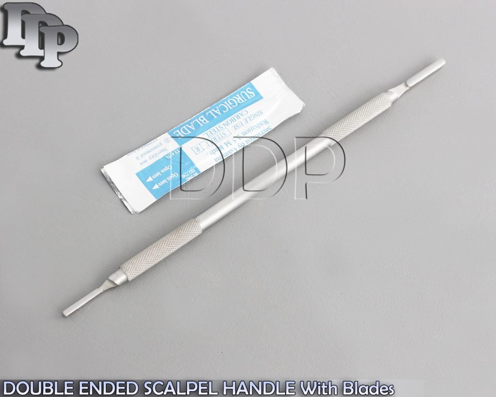 DOUBLE ENDED SCALPEL KNIFE HANDLE #3 #4+200 SURGICAL CARBON STEEL BLADES #12 #24