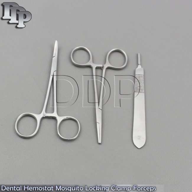 Dental Hemostat Mosquito Locking Clamp Forceps Scalpel BP Handle Blade Holder