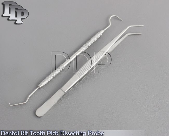 Dental Kit Tooth Pick Dissecting Probe 23/17 & Dental London College Tweezers
