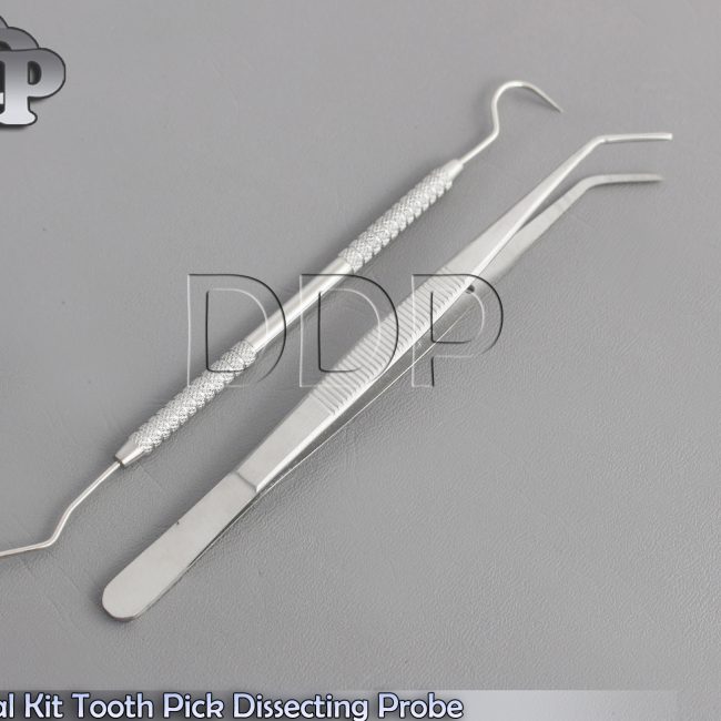Dental Kit Tooth Pick Dissecting Probe 23/17 & Dental London College Tweezers