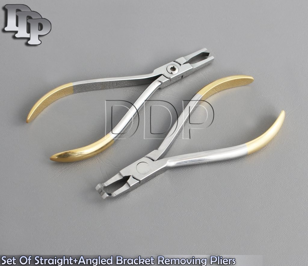 Dental Orthodontic Set of 2 Lingual Angled+Straight Bracket Removing Pliers