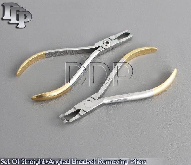 Dental Orthodontic Set of 2 Lingual Angled+Straight Bracket Removing Pliers