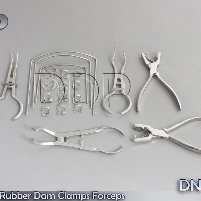Dental Rubber Dam Clamps Forceps Punch Frame Set 22 Pieces DN-359