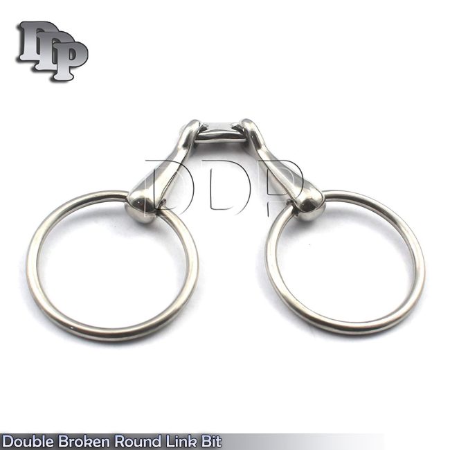 Double Broken Round Link Bit Mouth Argentan Stainless Steel BT-0018