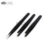 Eyebrow Tweezers Set 3 Pcs Eyebrow With Slant Straight & Pointed Tips (Black)