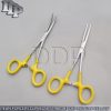 Hemostat Pean Forceps Surgical Yellow Dep Handle 5.5" Straight + Curved