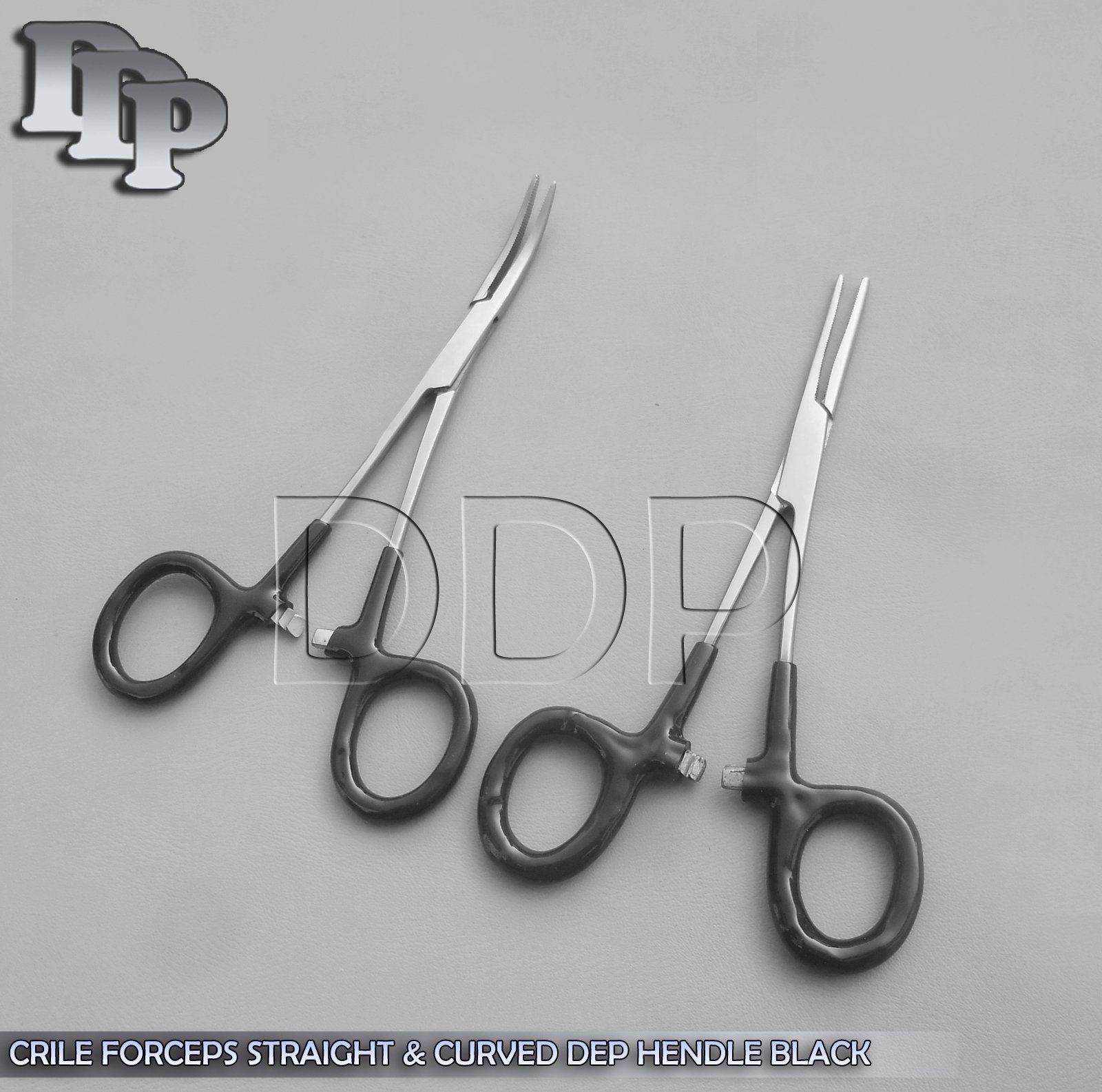 Hemostats Crile Forceps Surgical , Black Dep Handle 5.50" Straight + Curved