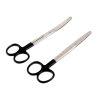 Lot Of 2 Pcs Operating Scissors 5.5" Blunt/Blunt Str+Cvd Color Handle (Black)