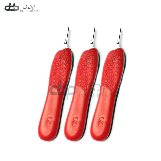 Lot Of 3 Pcs Scalpel Handle Plastic #6 with Red Color Surgical Instruments