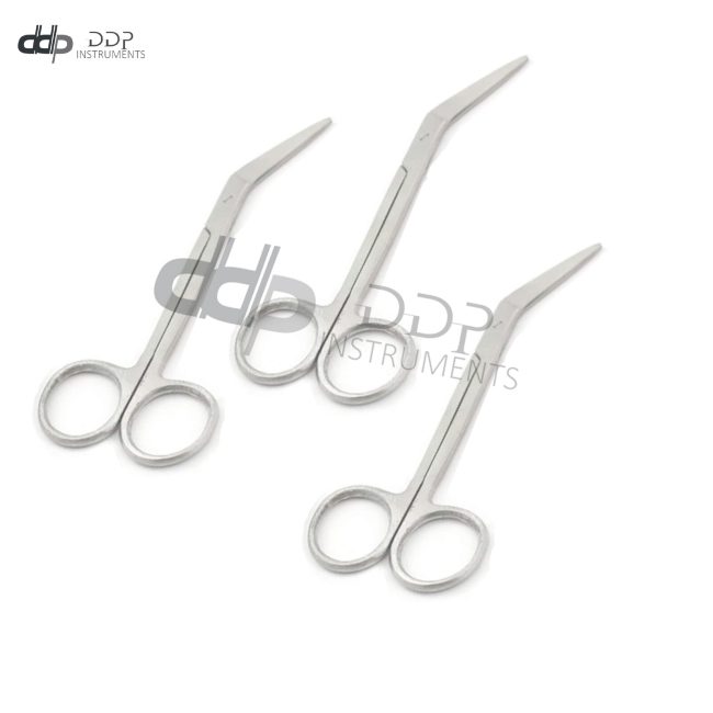 Lot Of 3 Pieces Iris Scissors 4.5'' Angled Economy Grade Stainless Steel