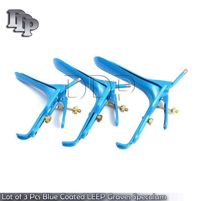 Lot of 3 Pcs Blue Coated LEEP Graves Speculum Small,Medium,large Instruments