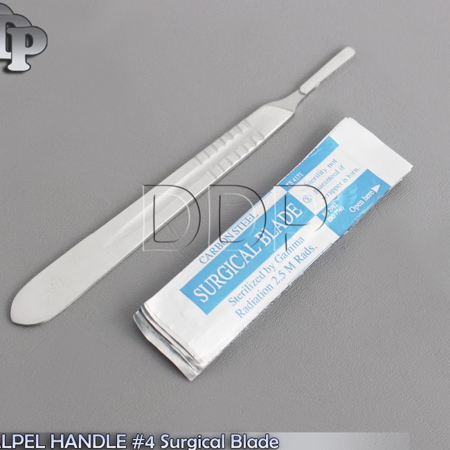 (Lot of 50) Scalpel Blades #24 with #4 Metal Handle Suitable for Dermaplaning