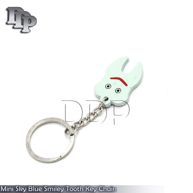 Mini Sky Blue Smiley Tooth Key Chain Dental Instruments