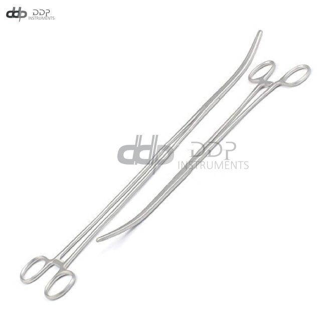 New 2pc Set 14" + 18" Curved Hemostat Forceps Locking Clamps Stainless Steel