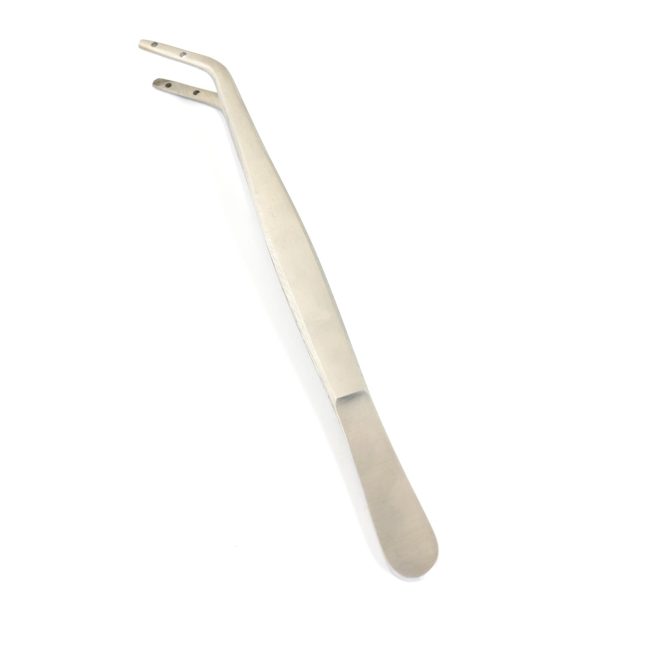 New Dental Tweezers 7'' Curved With Hole Stainless Steel Surgical Inst DS-1877