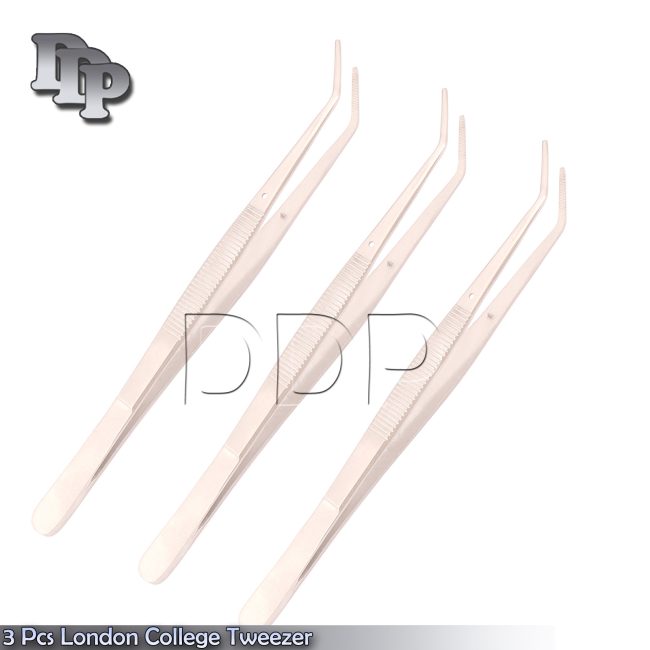 New London College Tweezer Surgical Cotton Dressing Forceps Serrated Tip 3 pcs