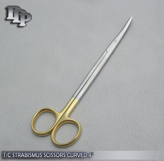 New T/C Strabismus Scissors 4" Curved Surgical Lab Tools