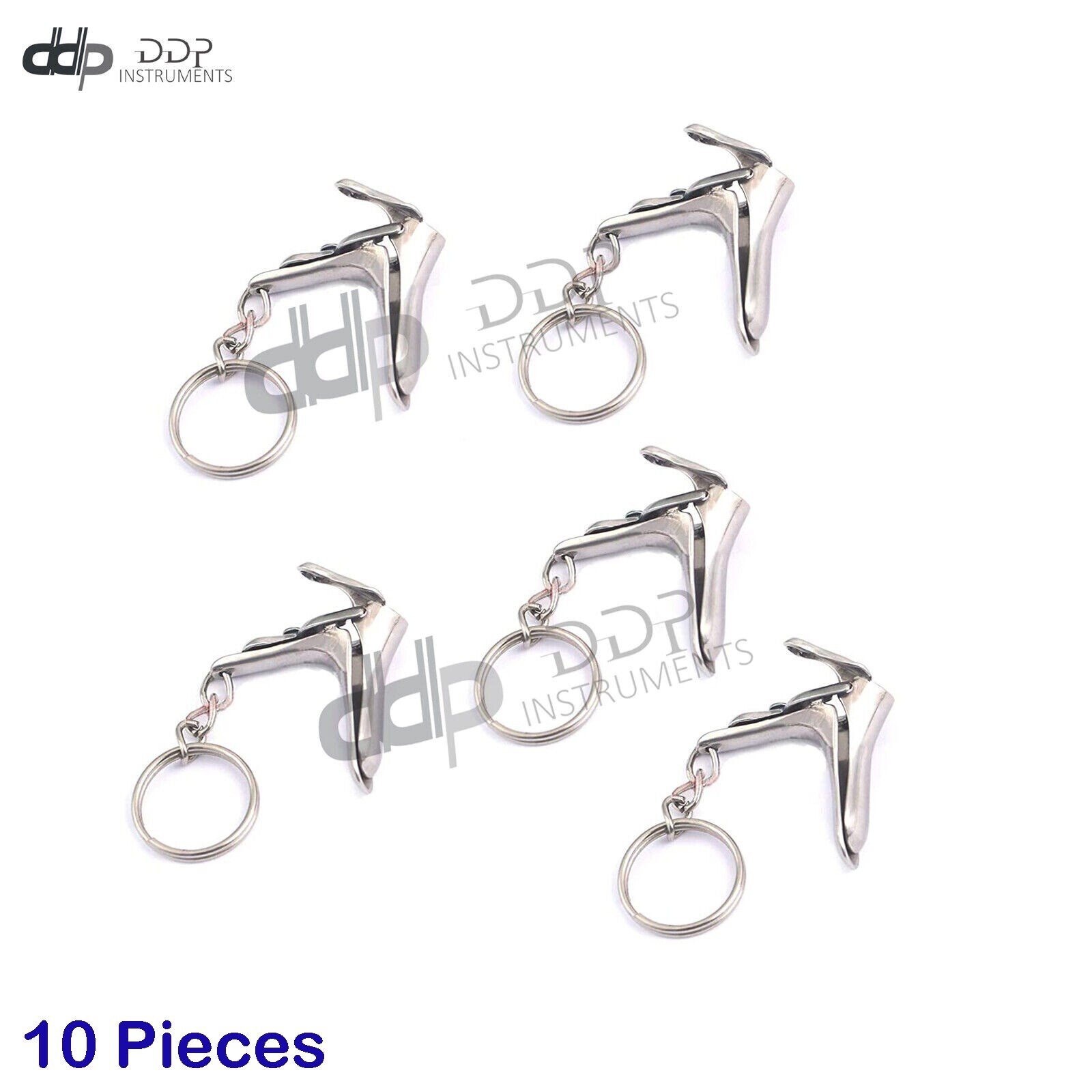 Pack Of 10 Pieces Speculum Keychain Stainless Steel - Gift For Doctor & Midwife