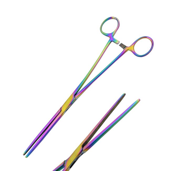 Pean Hemostat Locking Forceps 10" Straight Multi Color Surgical Inst DS-2458